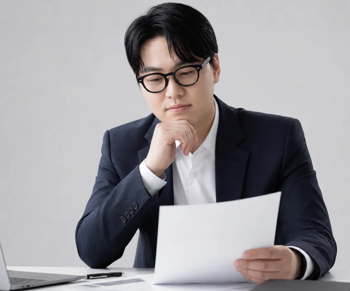가람세무회계 세금 컨설팅 서류를 신중하게 검토하는 전문가