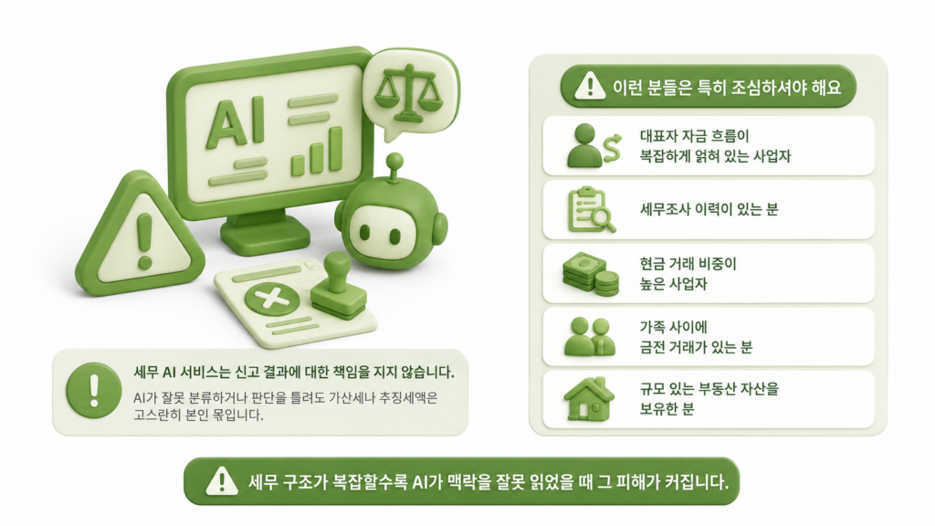 세무 AI의 주의사항