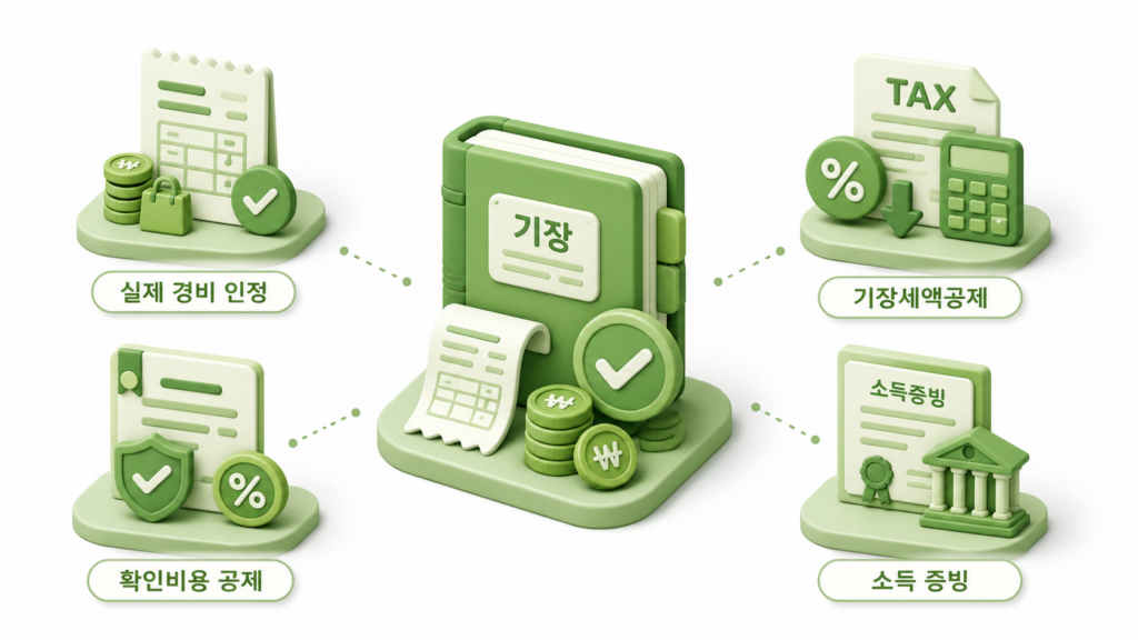 실제 경비 인정과 기장세액공제 등 세무기장으로 받을 수 있는 혜택 4가지