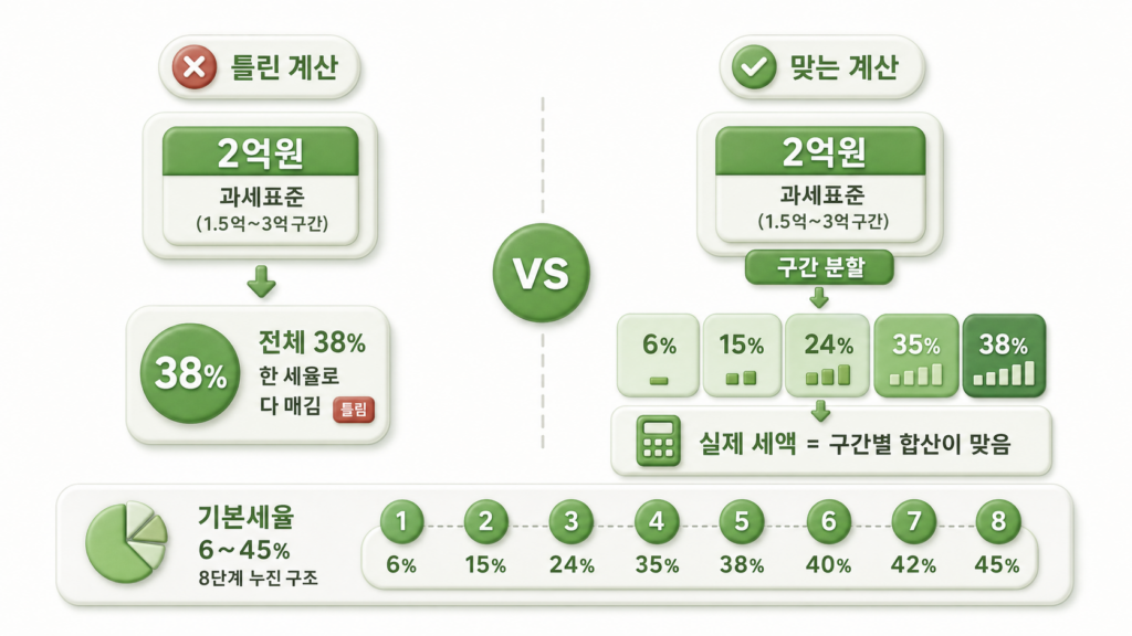 2026년 과세표준 구간에 맞는 양도소득세 기본세율표