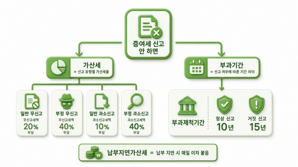 신고 유형별 가산세율과 부과제척기간 10년 · 15년 차이