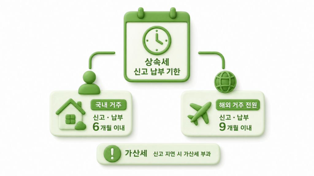 국내·해외 거주에 따른 상속세 신고 납부 기한